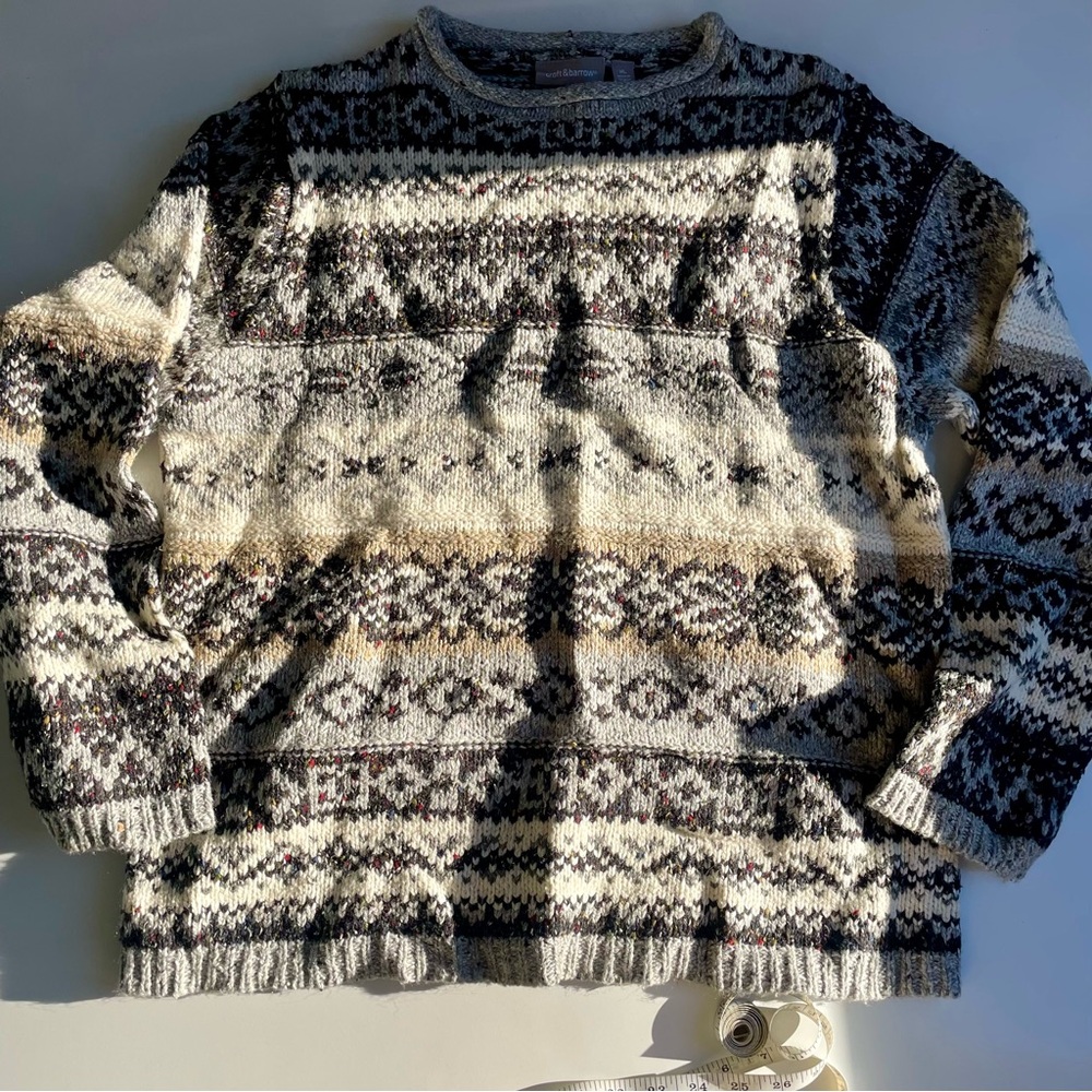 Vintage Croft and Barrow Black and White Knitted Sweater, XL